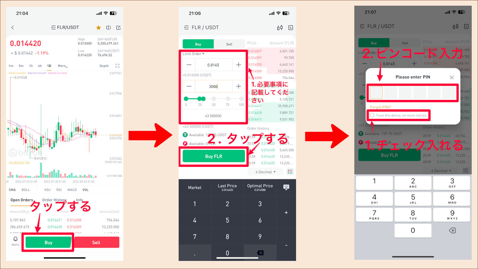 FLRトークンの購入注文手順