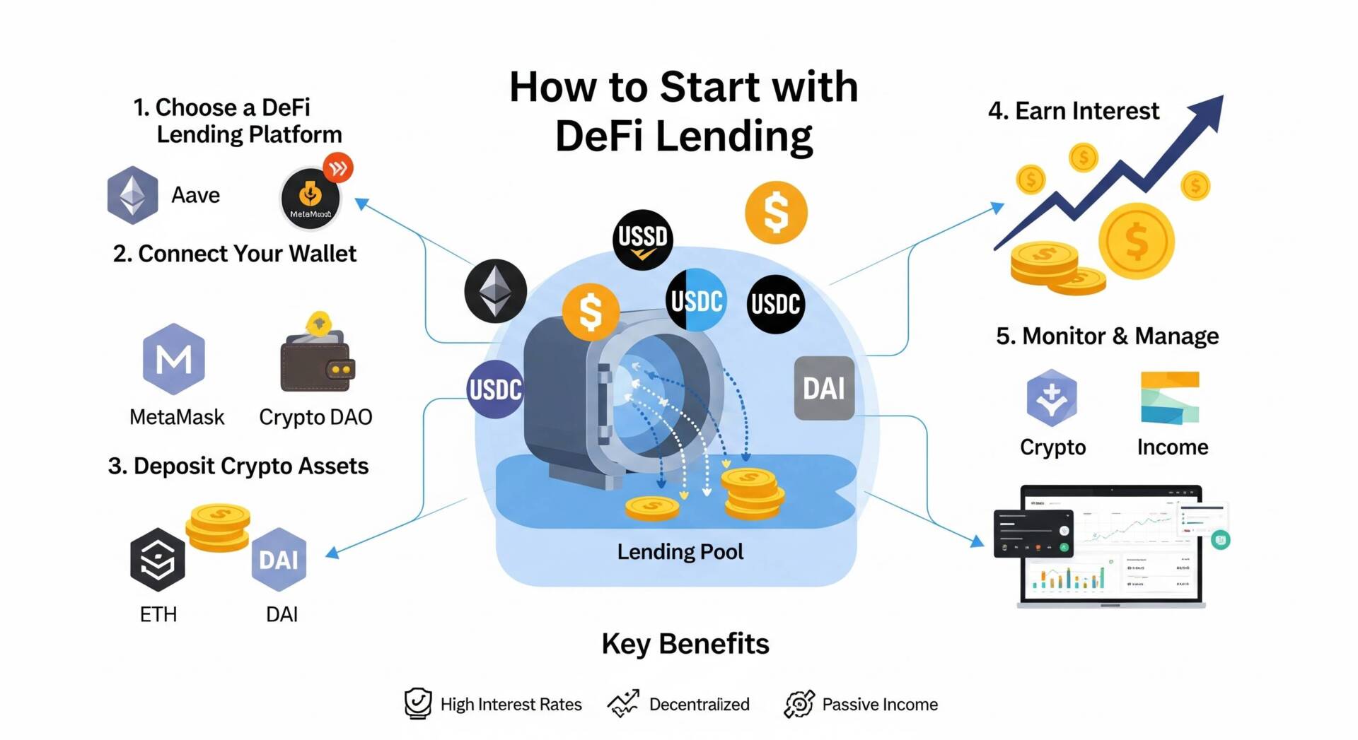 【DeFi学習 STEP 8】仮想通貨を貸して金利を得る！DeFiレンディングの始め方