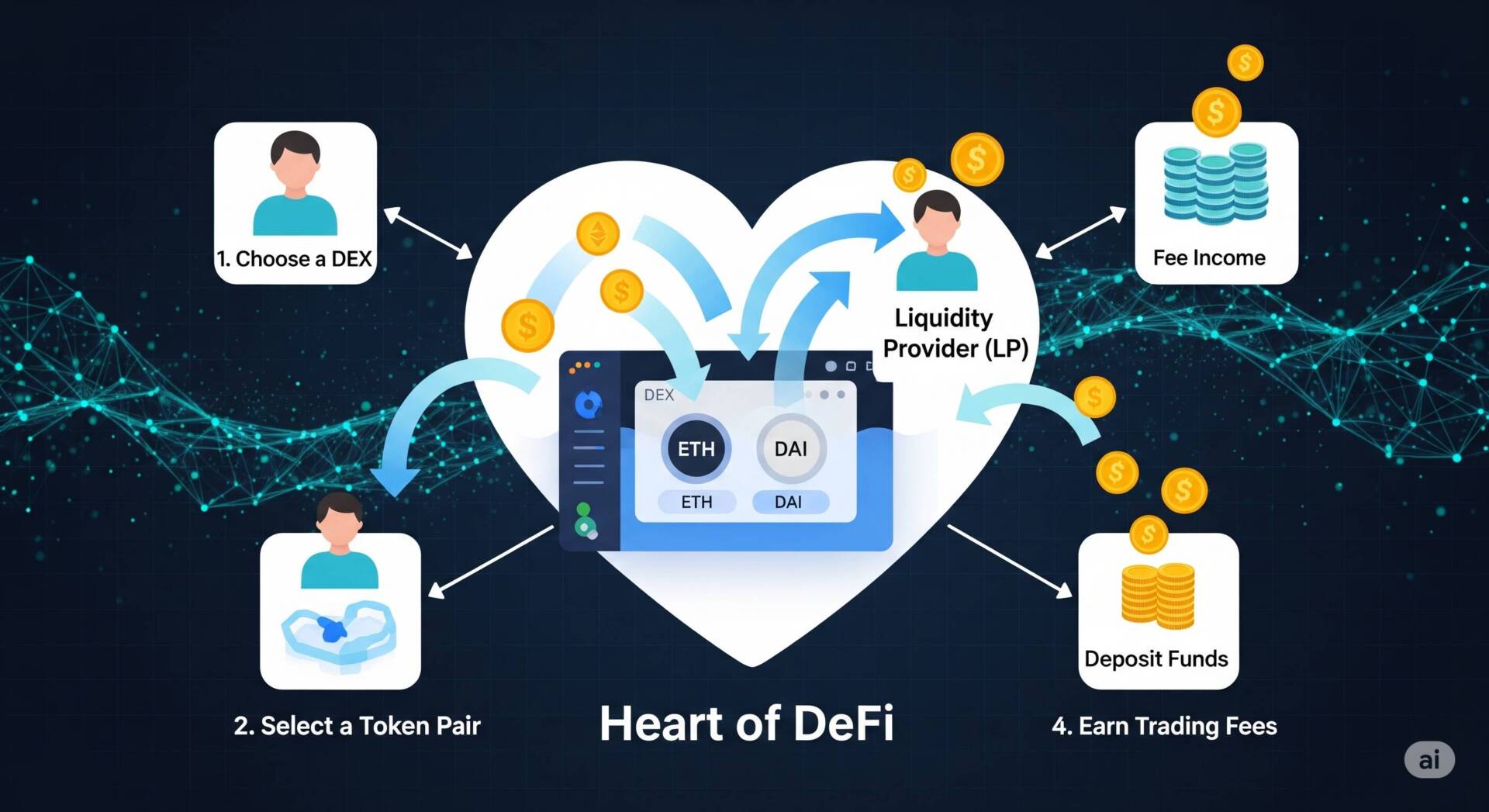 【DeFi学習 STEP 11】DEXの心臓部！流動性提供（LP）で手数料収入を得る方法